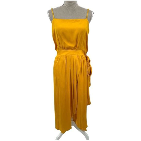 Modern Citizen Mila Tie-Front Layered Tank Midi Dress - Marigold Yellow -Large - Picture 2 of 11